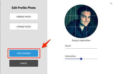 A screenshot of the Crowdstreet "Edit Profile Photo" page, indicating the "Save Changes" button.